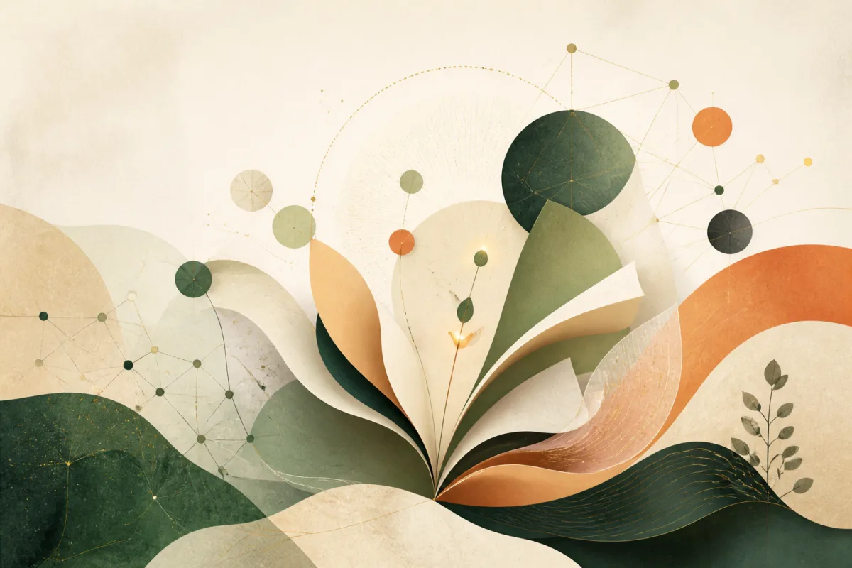 Abstract illustration of learning and connected ideas
